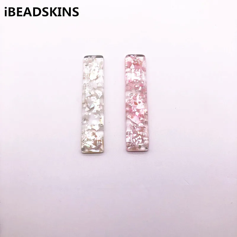 

New arrival! 67x14mm 50pcs resin built-in shell rectangle shape earrings accessories/Earring parts for Earring jewelry making