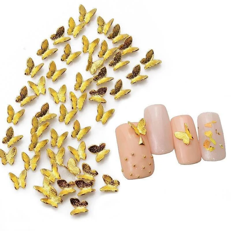 

50 pieces Manicure 3D matte butterfly metal nail decoration Japanese nails fashion nail art jewelry DIY alloy nail art stickers