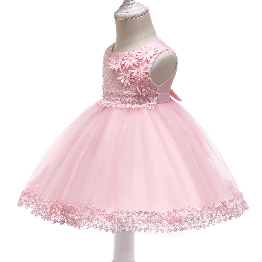 Лидер продаж, праздничные платья для новорожденных 3-18 месяцев, Новое поступление, розовое платье для малышей 1 года, платье на день рождения для маленьких девочек, платье на крестины