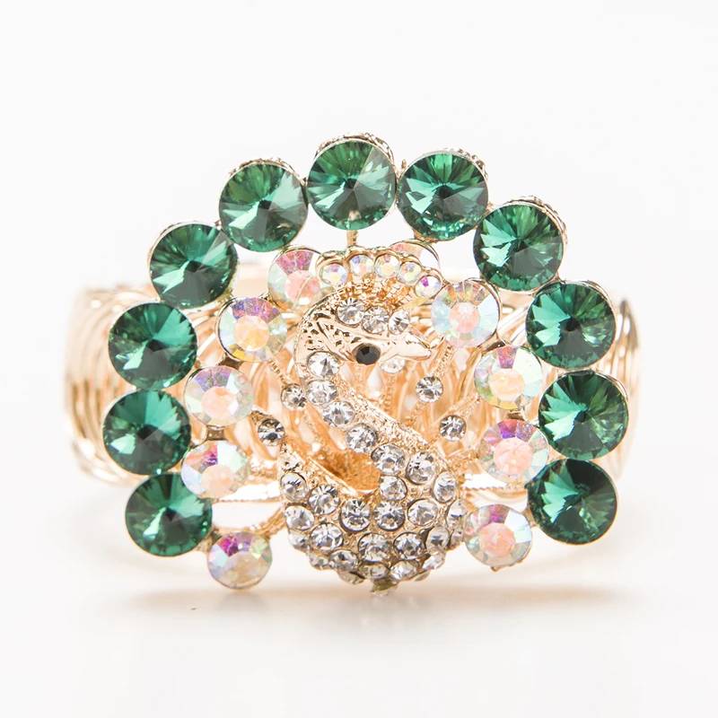 New Indian Bangles Luxury Crystal Peacock Charm Bracelets & Bangles