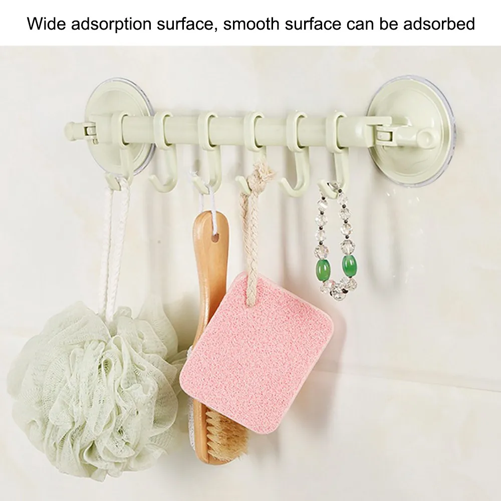 

6 Movable Hook Wall Mount Adjustable Multi-function Towel Kitchen Rack Hook Suction Cup Bathroom Bracket Kitchen Hook Tool