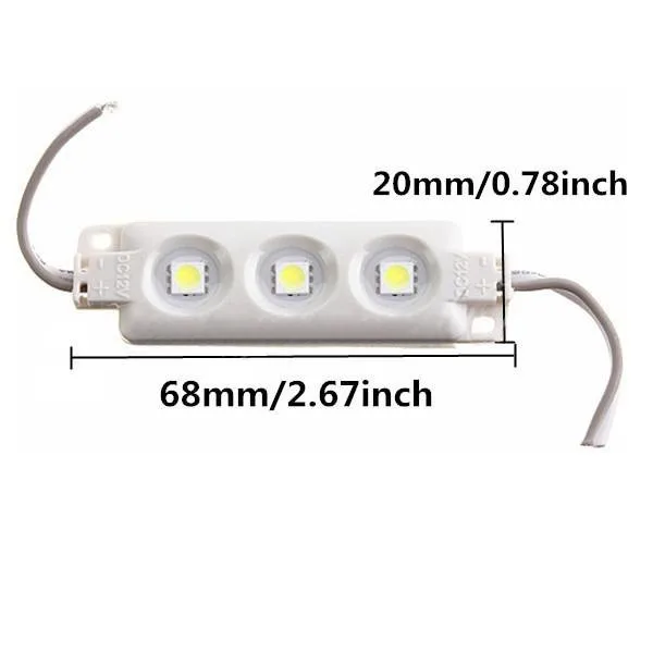 Бесплатная Доставка 100 шт./лот 3 светодиодный SMD5050 светодиодный модуль ввода 12 V Водонепроницаемый IP65 холодный белый Светодиодный рекламы