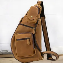 Мужская винтажная сумка Crazy Horse из кожи ручной работы, большая сумка через плечо из натуральной кожи, нагрудные сумки, сумка через плечо