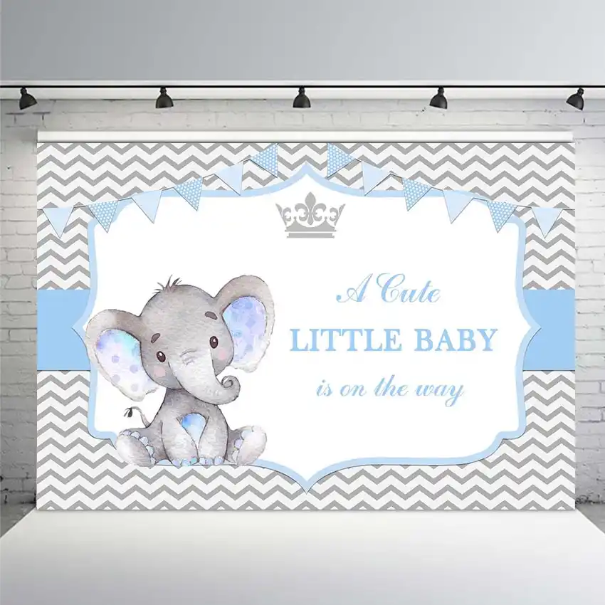 Mehofoto Arriere Plan De Photographie Cadre De Ligne Ondulee Bleu Gris Decor De Bienvenue Bebe Elephant Garcon Anniversaire Pour Seance Photo Aliexpress