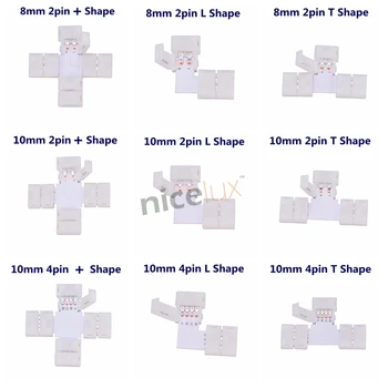 

8mm 10mm 2pin 4pin Quick Splitter 90 Degree Corner Connector Conductor for 3528 5050 RGB Single Color LED Strip No Soldering