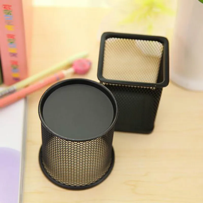 Anti-Rust Pen Holder M Desktop Storage of Debris Tube Pencil Rack Mesh Style Metal Pen HolderNew Stationery Square Iron Spray