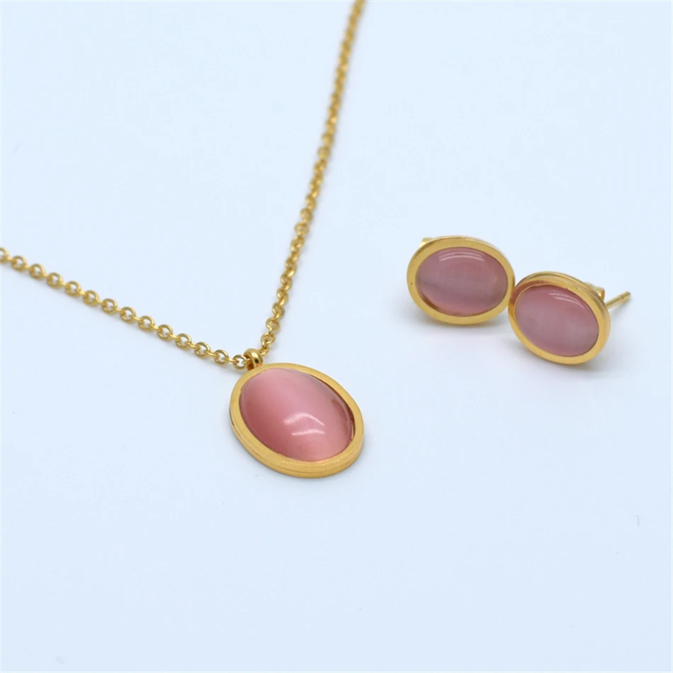 

1PCs Stainless Steel Jewelry Sets Earring Pendant Necklace Jewelry Sets Fashion Teardrop Best Gift For Women S0008