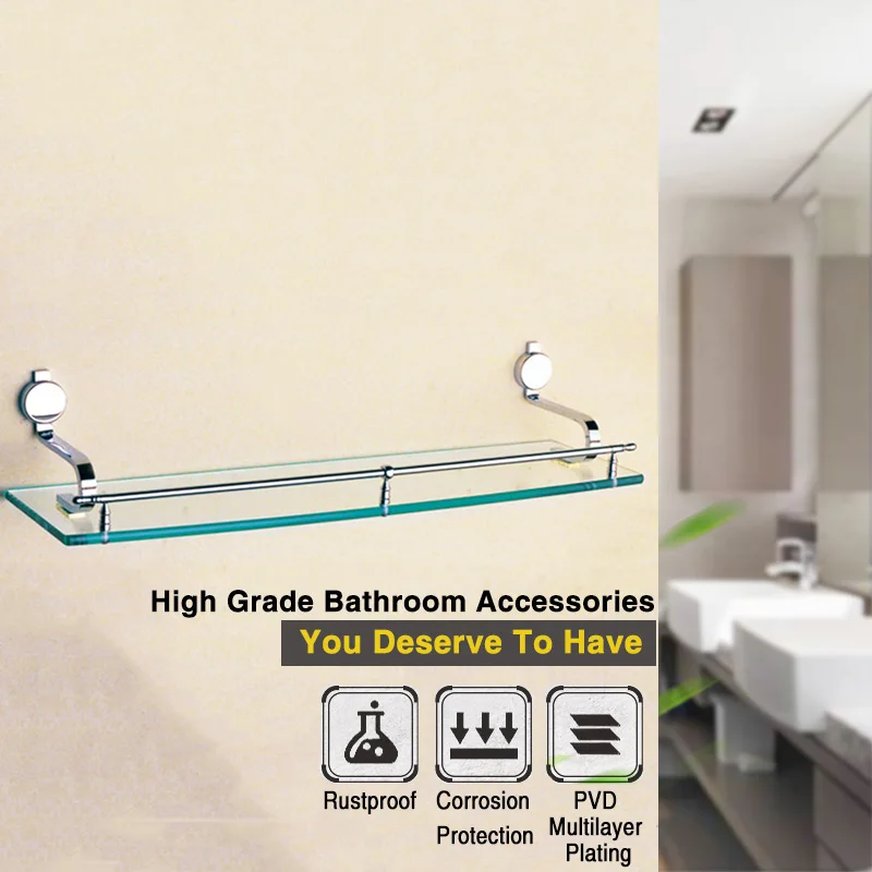Настенная полка для ванной комнаты хромированная латунь для душа мыло шампунь для ванной Органайзер одно стекло кухня ванная комната