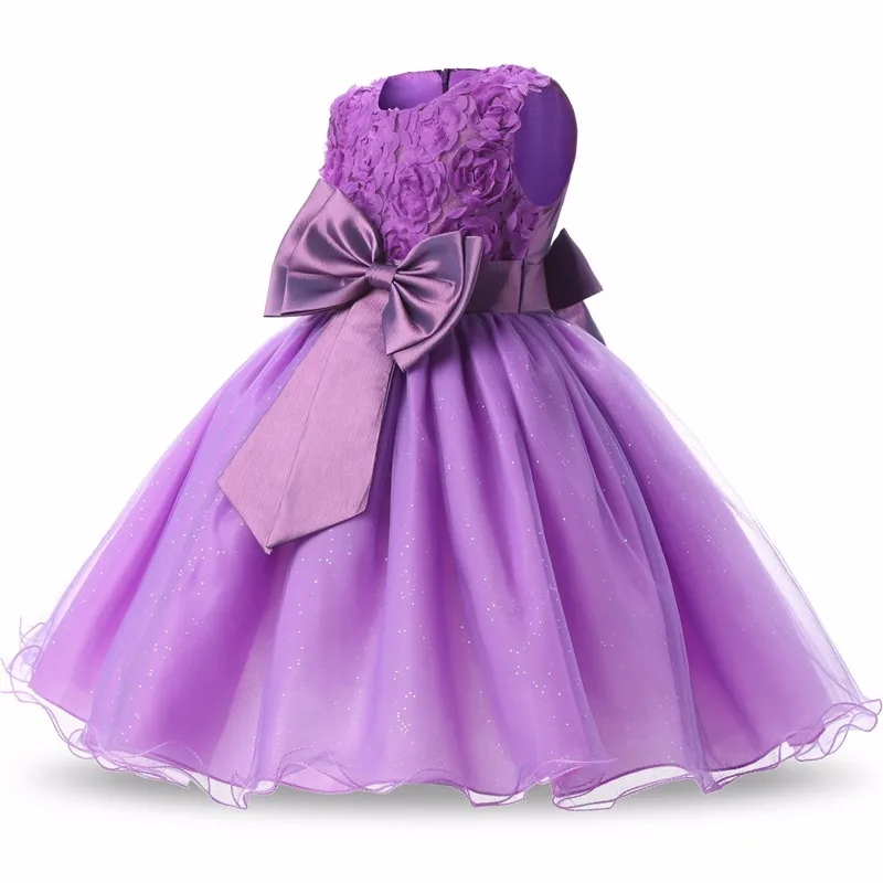 O-neck Sleeveless Bow Floral Waist Princess Flower Girl Party Dress