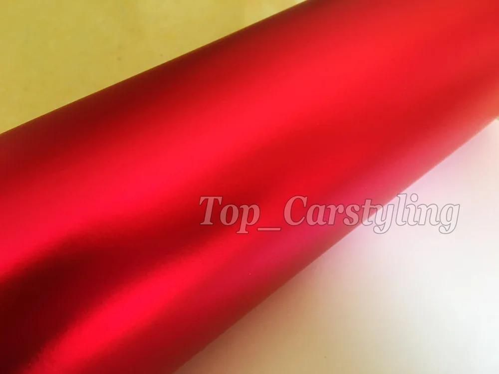 2019 Красная атласная хромированная виниловая оберточная пленка для автомобиля