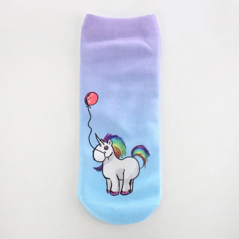 Trend Cute 3D Print Socks Women Ankle Socks Cartoon Animal Unicorn 3D Printing Sock Art Socks female - Цвет: 19