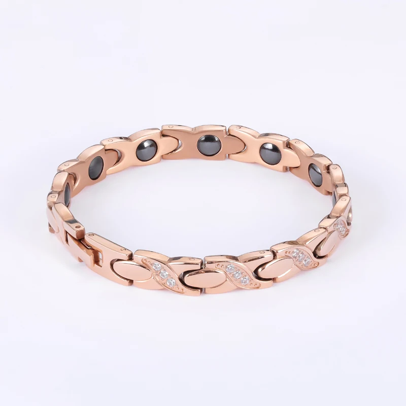 Classic female girls lady Charm Bangles Bridal Wedding Jewelry cubic zirconia rose gold color magnetic bracelets for women (3)