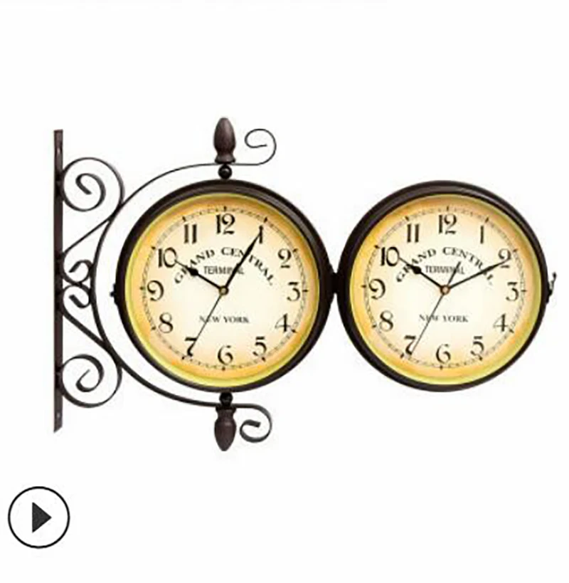 Античный стиль Charminer винтажные декоративные двухсторонние металлические настенные часы в античном стиле настенные часы настенные Подвесные часы