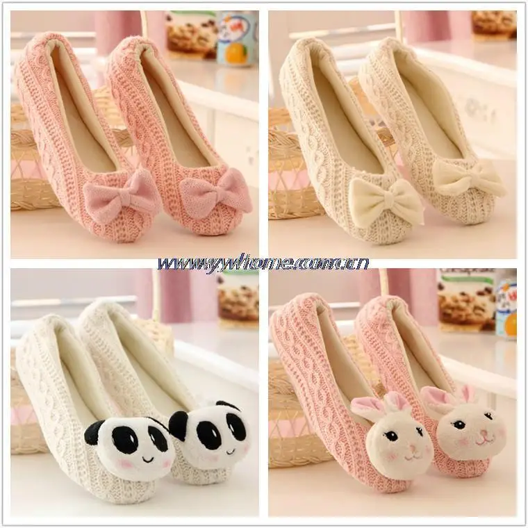 

Hot Selling Free Shipping Warm Soft Sole Woman Indoor Floor Slippers/Shoes Crochet Bowtie Pantufa Home Slippers Shoes chinelo