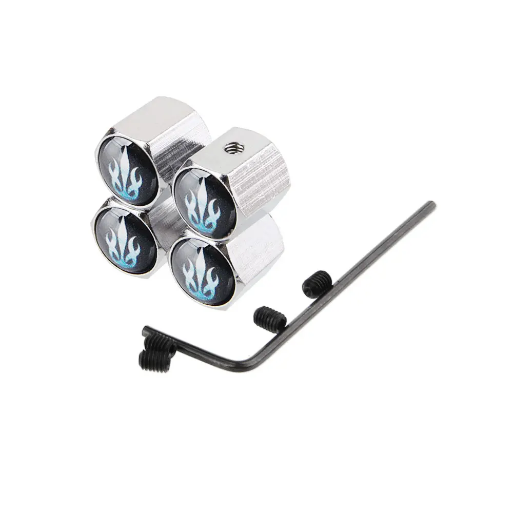 Dsycar 4Pcs/Set Blue Flame Style Bike Motorcycle Car Tire Valve Stem