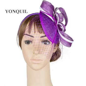 

17 colors sinamay fascinator headwear bridal veil adorned party show hair accessories millinery headband cocktail hats MYQ013