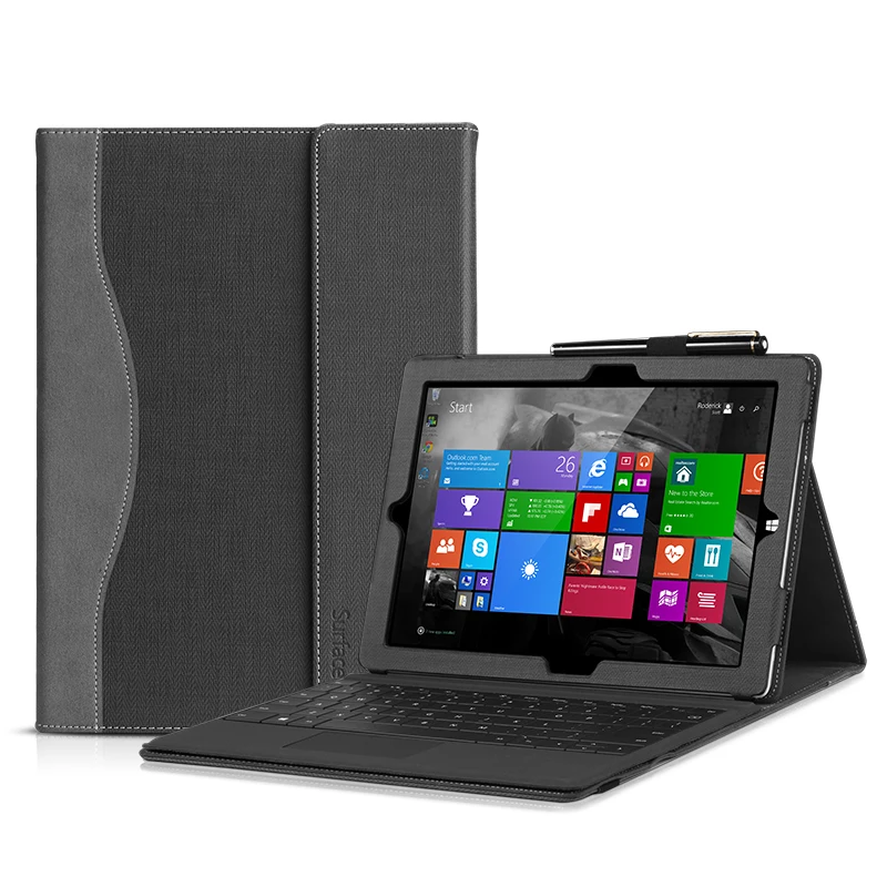 

Microsoft Surface Pro 4 bag / case, Fashion Leather & Nylon Twill Cover case for Microsoft Surface Pro4 3 colors Choose