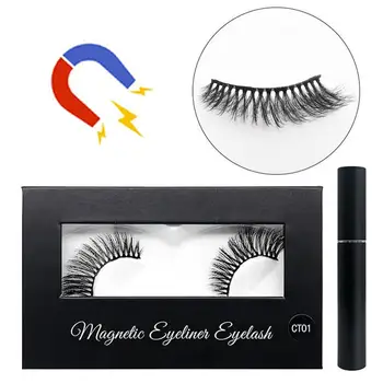 

Magnetic Eyeliner Eyelashes Kit Magnetic 3D Eyelashes & Liquid Eyeliner With False Lashes Eyelash Curler Reusable Falses Eyelash