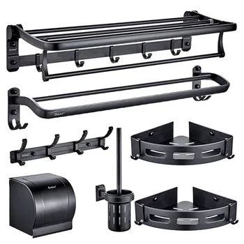 

American Style Black Towel Rack Antique Bath Towel Rack Hotel Simple Bathroom Pendant Suit Retro Bathroom Product