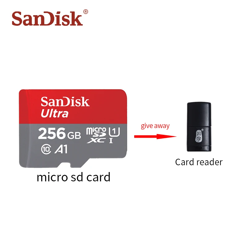 Двойной флеш-накопитель SanDisk Micro SD Card 64 Гб до 100 МБ/с. 16 Гб оперативной памяти, 32 Гб встроенной памяти, 128 ГБ 256 200 U1 Class 10 карта памяти microsd флэш-памяти TF карты - Емкость: 256 ГБ