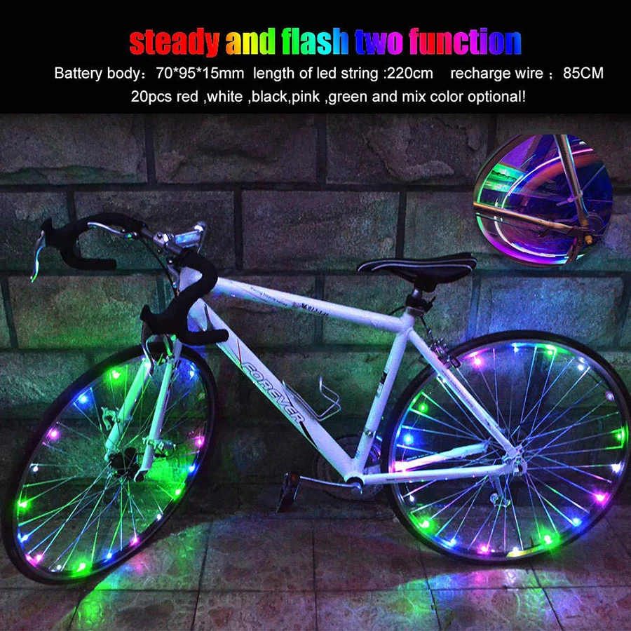 2 м 20 светодиодный велосипедный фонарь для горного велосипеда, велосипедный фонарь со спицами, Аксессуары для велосипеда, светодиодный светильник Bicicleta Bisiklet