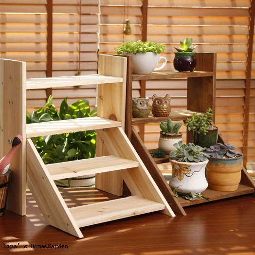 

4 tier multiple use ladder style solid mini wooden shelf
