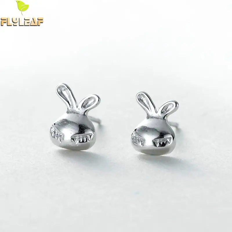 

Flyleaf 100% 925 Sterling Silver Simple Rabbit Stud Earrings For Women Fashion Party Jewelry Pendientes Mujer Moda