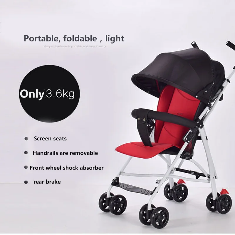 Детская тележка с зонтиком, мини коляска, портативная складная коляска, Детская Тяжелая коляска, четыре колеса, детская коляска, коляска для новорожденных
