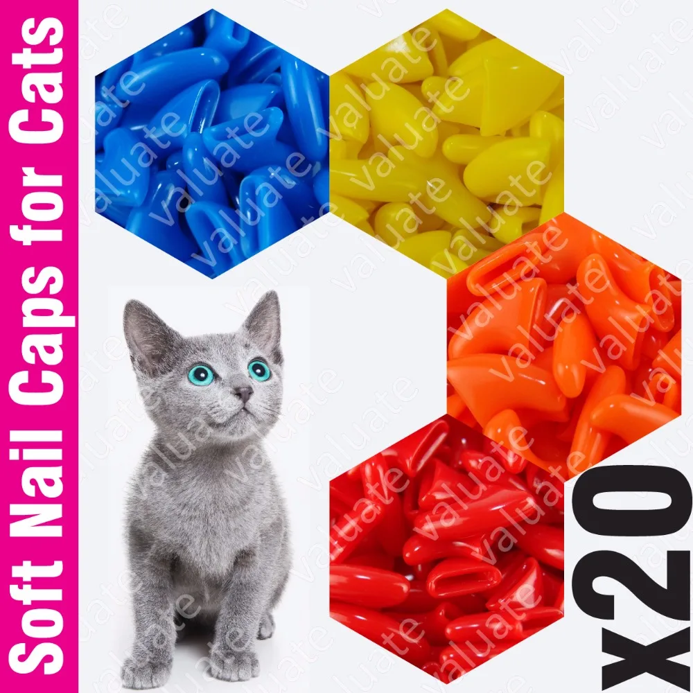 Buy 20pcs Value Soft Nail Caps for Cats with Adhesive