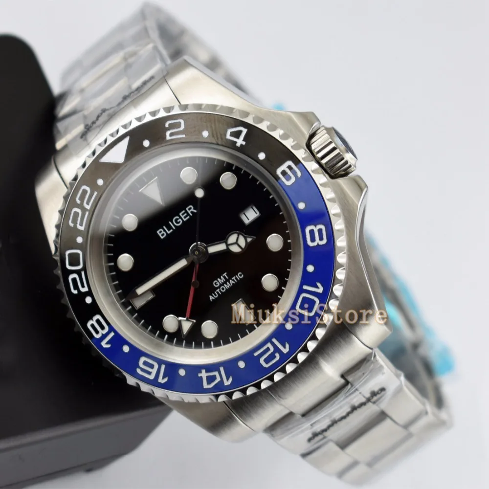 

43mm black dial Ceramic Bezel Luminous GMT Date Automatic Men's Watch Date&day Classique Relogio Feminino Blanc Femmes Dames