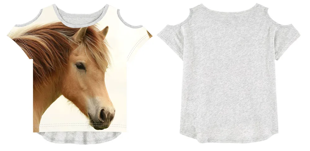Летняя детская модная футболка с принтом лошади для маленьких девочек; детская футболка с фирменным дизайном; модные футболки для девочек