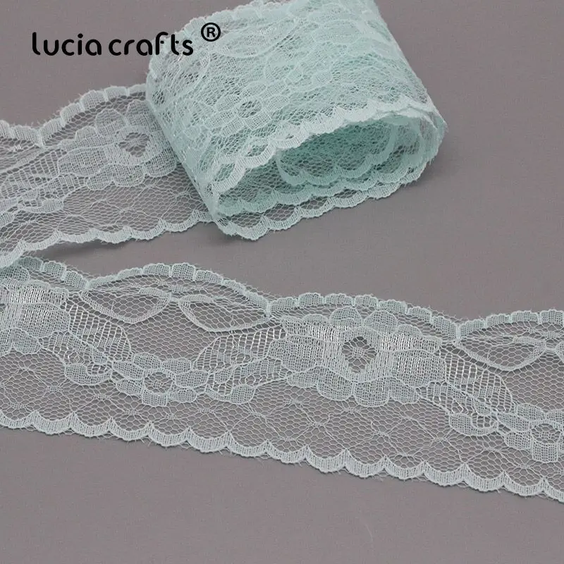 Lucia Crafts, 10 ярдов/партия, 5,5 см, сделай сам, вышитая сетчатая кружевная ткань, новая кружевная лента для шитья, свадебные украшения, R0704 - Цвет: C7 Lake blue