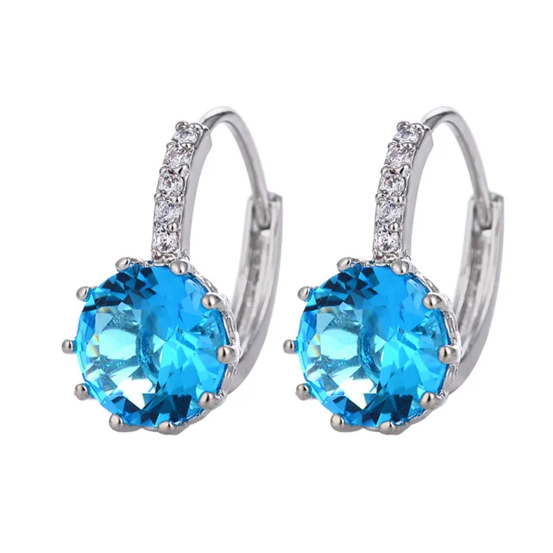 Trendy Silver Plate Earrings-see blue 1