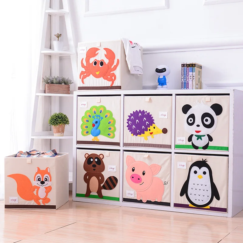 

3D Embroider Cartoon Animal Folding Large Storage Box for kid Toys Sorting organizer box clothes book home storage bin organizer