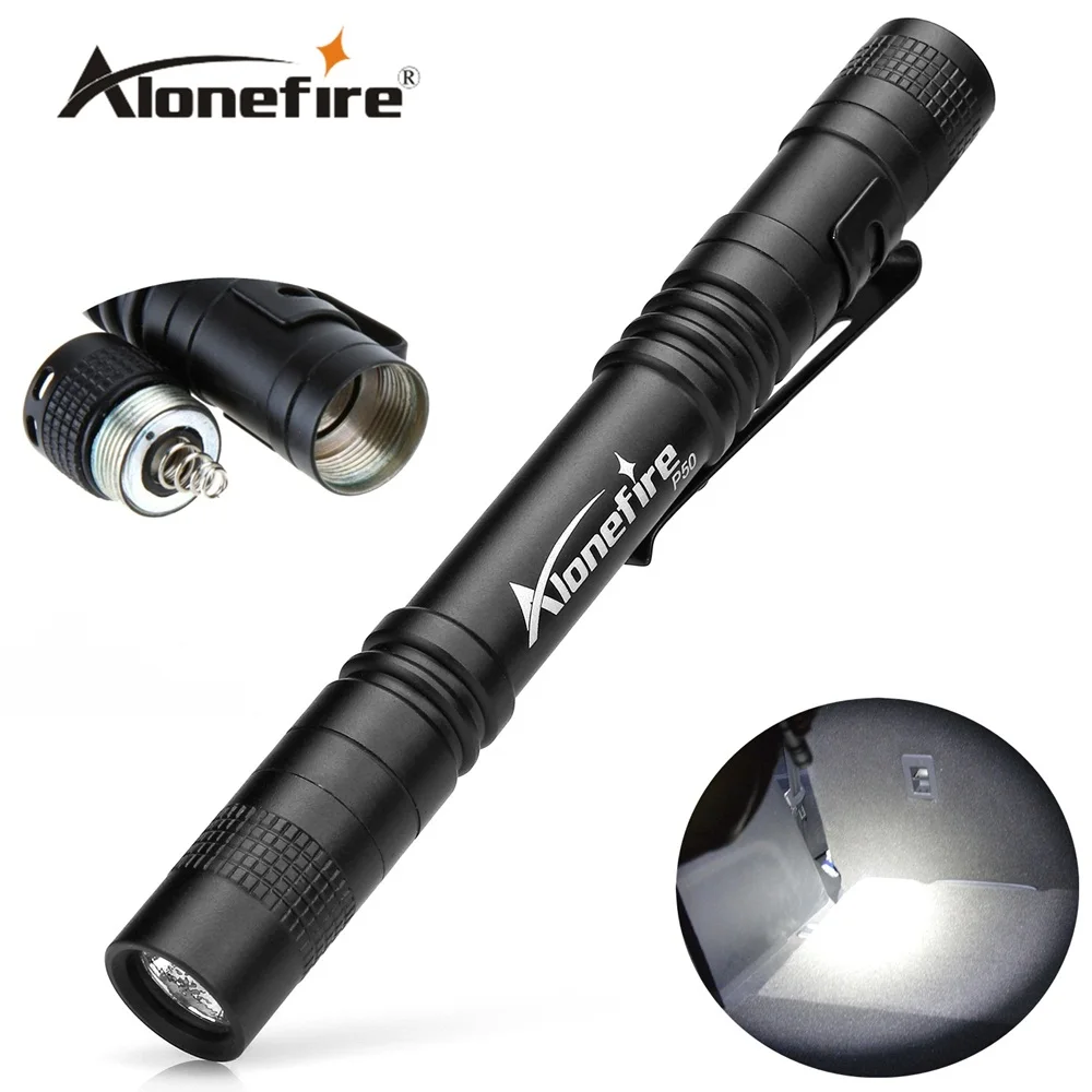 

AloneFire P50 1 Mode cree LED Mini Portable Belt clip pen lamp Travel work flashlight Torch for Camping Hiking Out for AAA