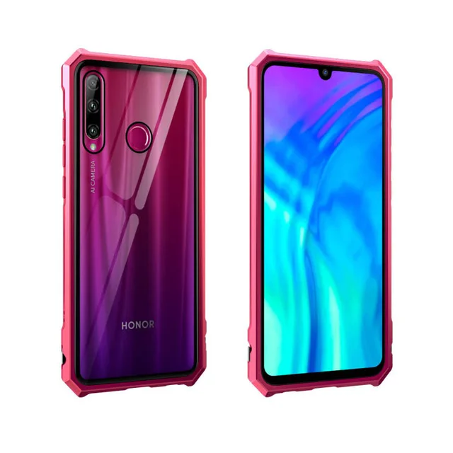 Роскошный металлический защитный чехол-бампер для huawei Honor 20 Pro, чехол, прозрачная задняя крышка для телефона huawei Honor 20 Lite, чехол 20Pro 20i - Цвет: peach red