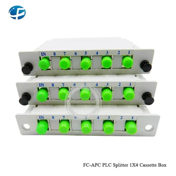 

Wholesale 10 pcs 1*4 FC APC Cassette Box Fiber optic Singlemode PLC optical splitter box CATV FTTH FTTB FTTX free shipping