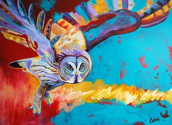 

Framed diy digital Oil Painting On Canvas Living Room Home Decor Wall Painting by numbers gray owl