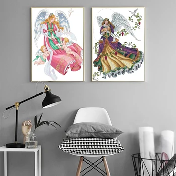 

Cross Stitch Patterns Angel Counted Printed on Canvas 11ct 14ct DIY Handwork Cross-stitching Kit DMC Embroidery Kit Needlework