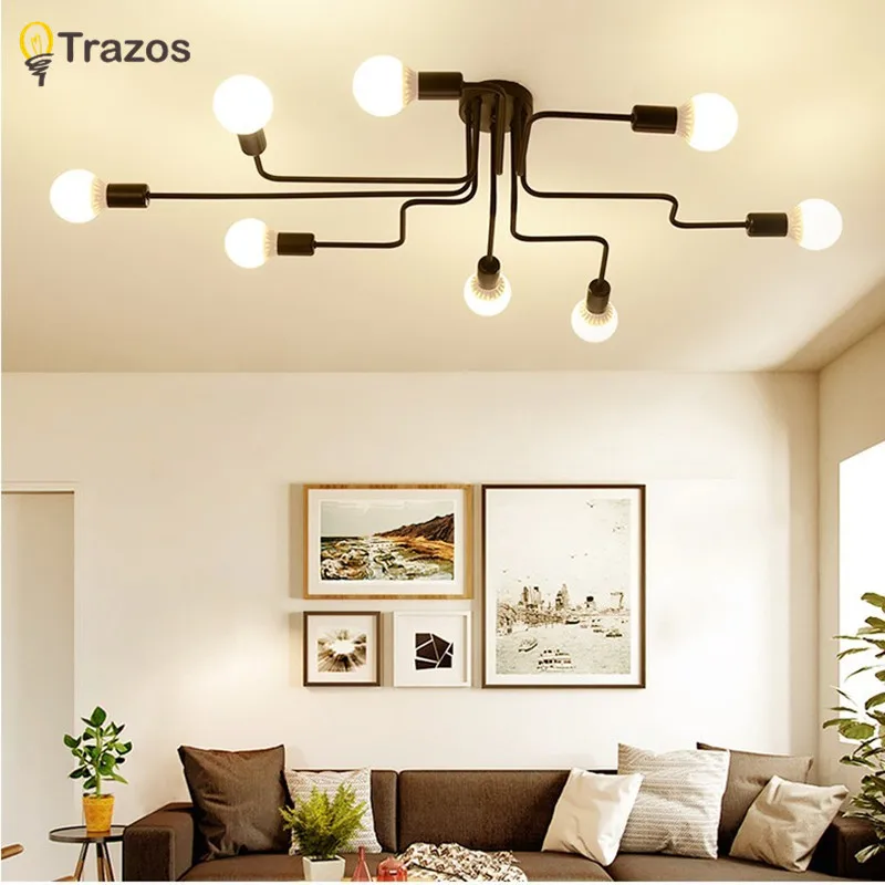 

TRAZOS Retro industrial loft Nordic pipe Wrought iron ceiling light lustre lamps for home decor restaurant dinning cafe bar room