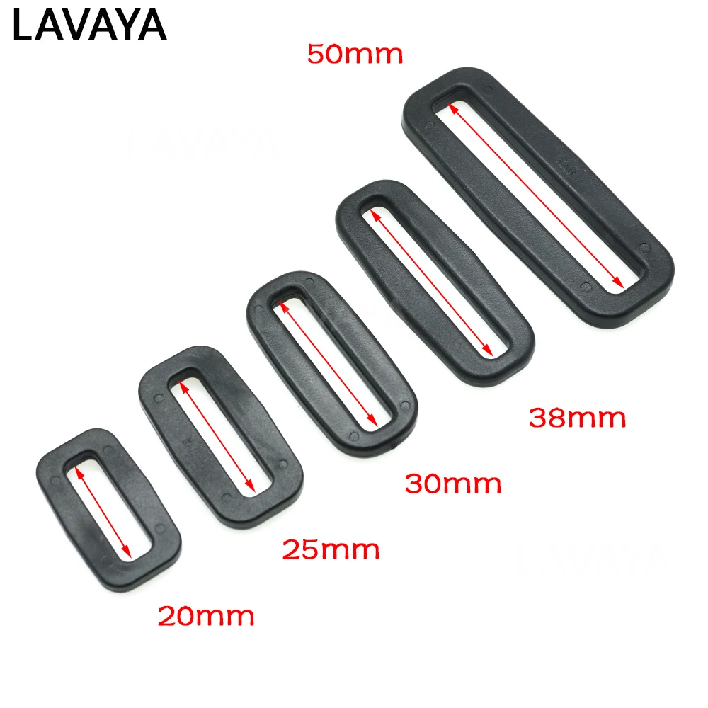 Plastic Black Loops Adjustable Buckles Rectangle Rings Backpack Straps
