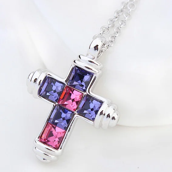 Новые оригинальные кристаллы от Swarovski крест ожерелье Иисус Дева Мария цепь кулон