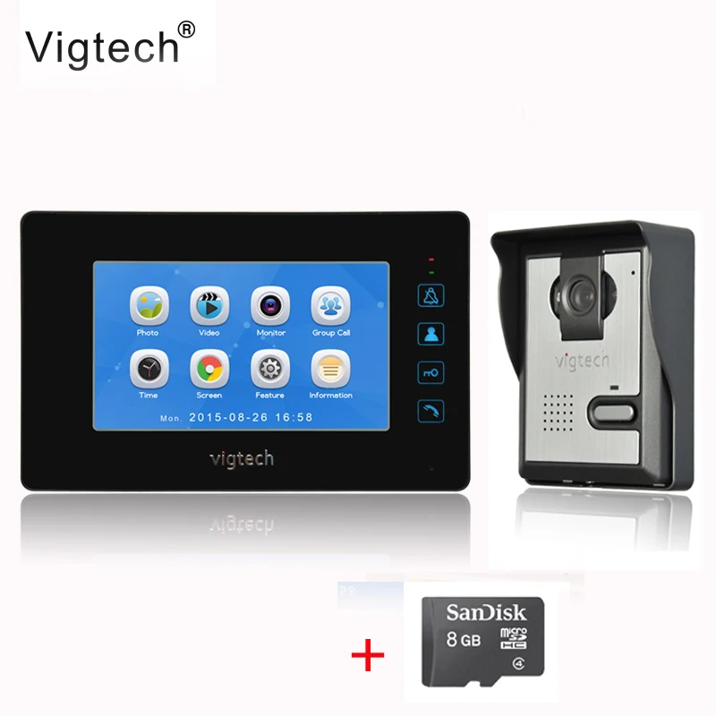 

Vigtech7 inch LCD Video Doorbell Door phone Record Intercom System Infrared Night Vision Camera 8GB TF Card FREE SHIPPING