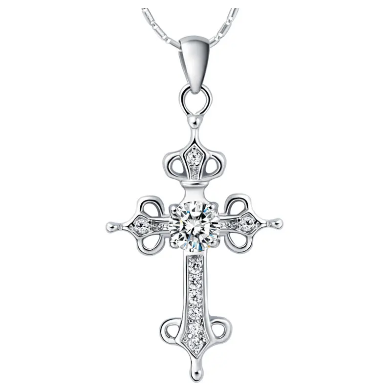 High quality silver fashion jewelry Christian Cross crystal pendant