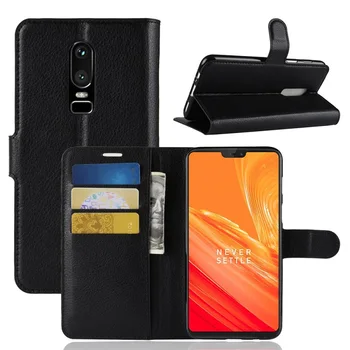 

Bookcover For Oneplus6 Luxury Leather wallet Cases for 1+6 Cover heavy duty shockproof protect cover 100pcs
