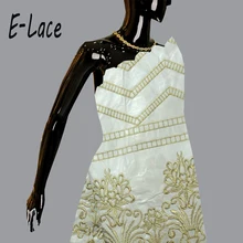 2016 High quality lace 5yards african raw silk george lace fabric indian george wrappers for wedding and party dress 1