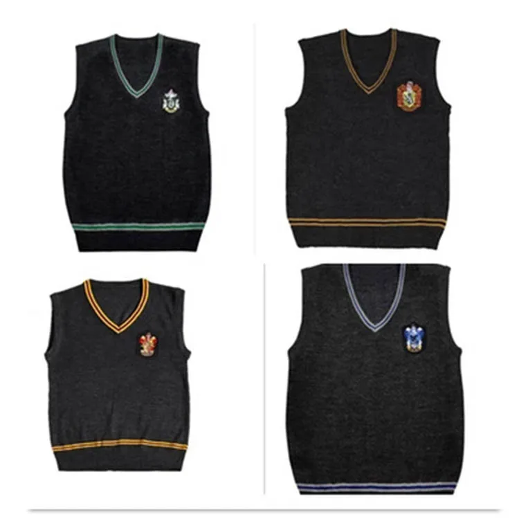 

Gryffindor Slytherin Costumes Sweater Vest Ravenclaw Badge Unisex Sweaters England School Uniform Hufflepuff Gryffindor Cosplay
