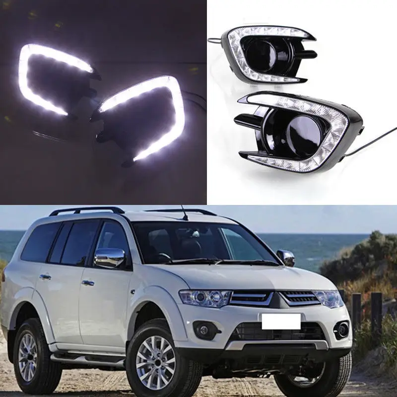 High Quality White DRL Daytime font b Running b font Light lamp For Mitsubishi Pajero font