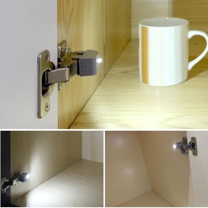 

10pcs Cabinet Hinges LED Sensor Light System 0.25W Universal Furniture Hardware for Kitchen Bedroom Cupboard Closet Wardrobe