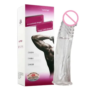 Préservatif réutilisable de douille de pénis d'extension de 18 cm/7 ''avec le gland solide de Simulation a pointillé la couverture de pénis